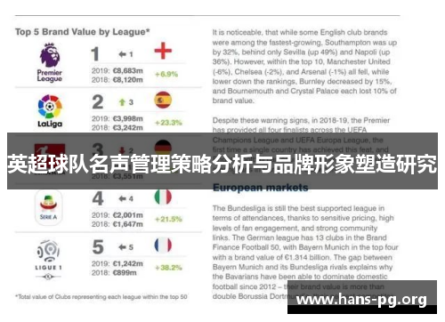 英超球队名声管理策略分析与品牌形象塑造研究